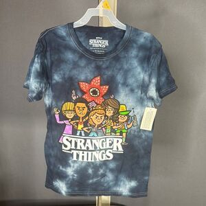 Netflix Stranger Things Kids Unisex Blue Tie-Dye T-Shirt Size L 10-12 NEW